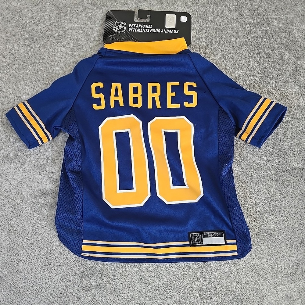 Buffalo Sabers Hockey Jersey Dogs Large‎ Blue NHL Licensed Authentic Sportswear